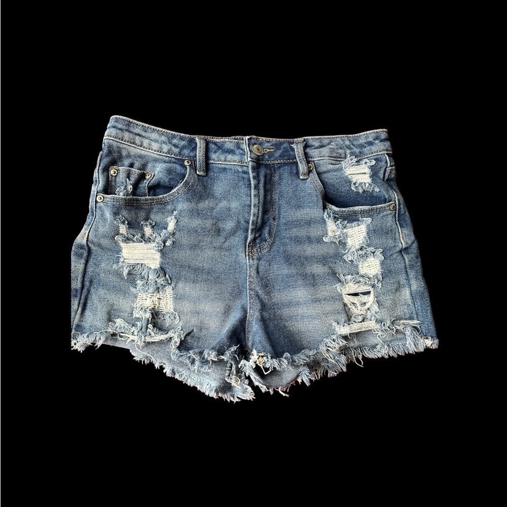 Almost Famous Blue Distressed Jean Shorts